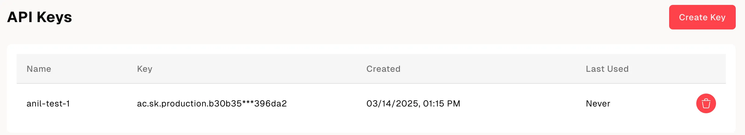 api-keys management page