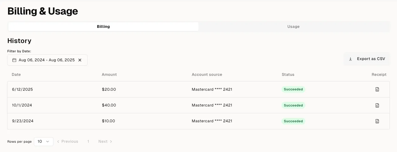 Billing & Usage