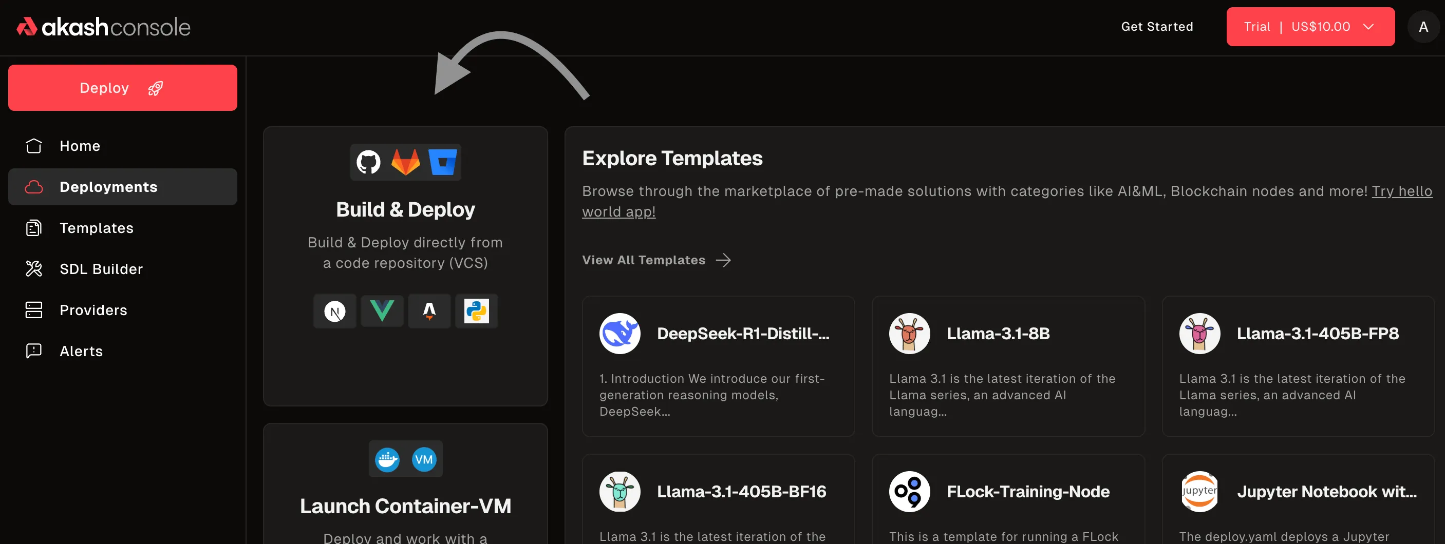 Akash Console Deploy Button