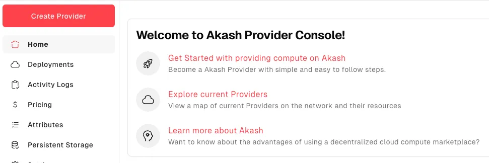 Akash Provider Console onboarding
