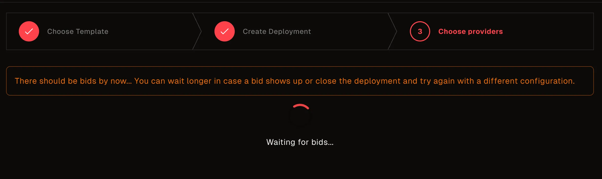 Waiting for provider bids
