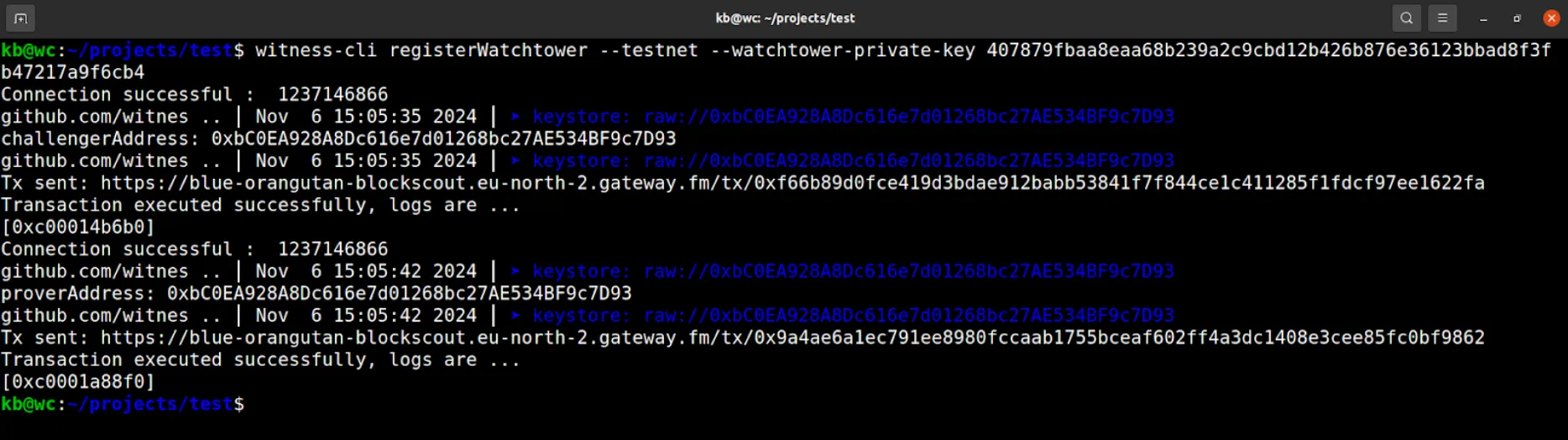 Registering your Watchtower key with Witness Chain