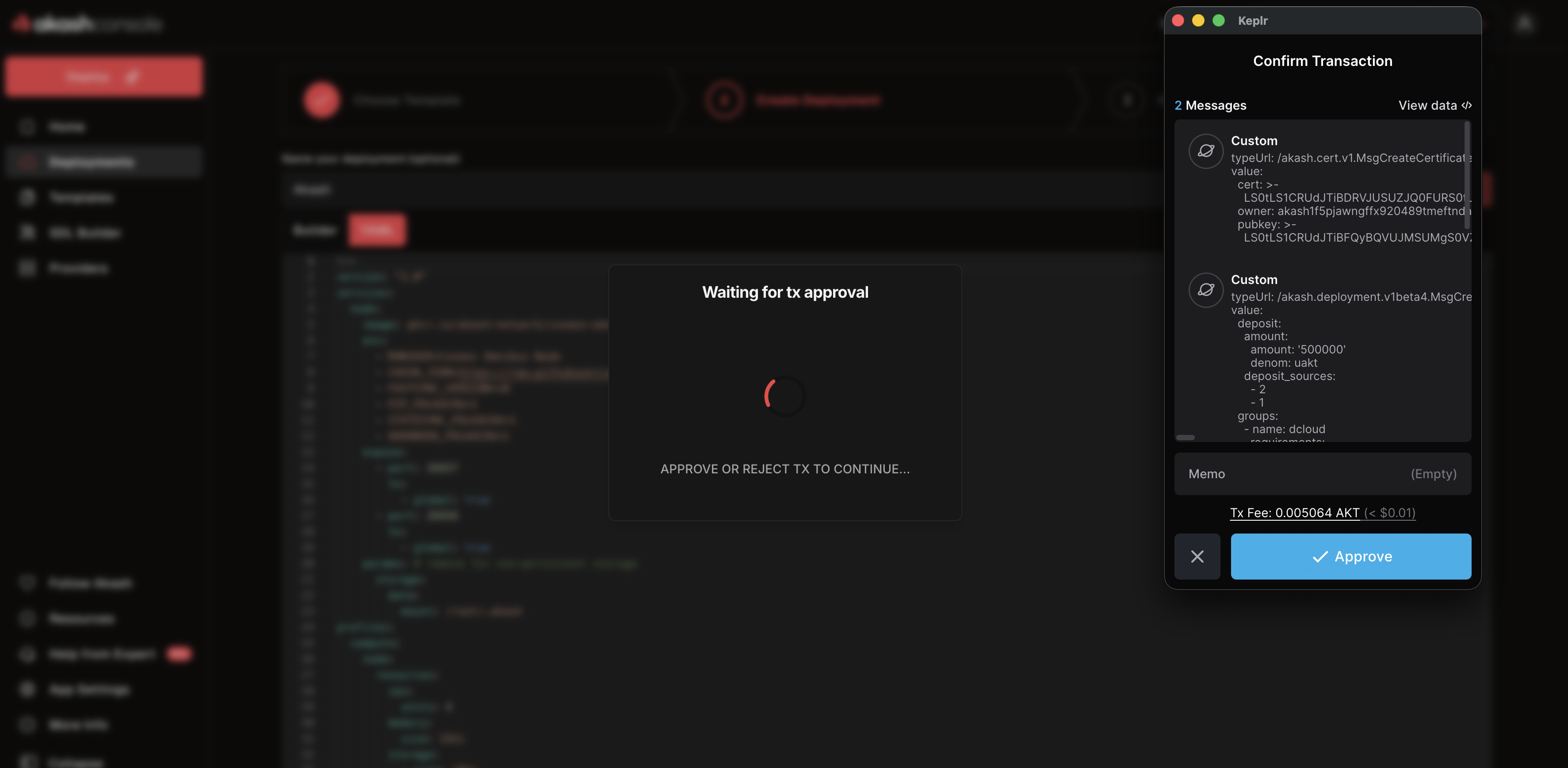 Deployment Transaction Approval